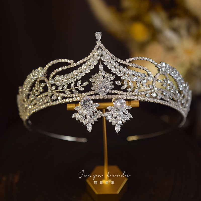 锦钰锆石气质轻奢新娘婚礼舞会头饰时尚大气皇冠婚纱礼服配饰王冠