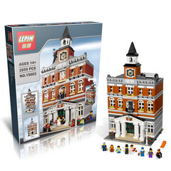 乐拼正品街景系列市政厅拼装积木玩具模型房屋建筑积木摆件15003