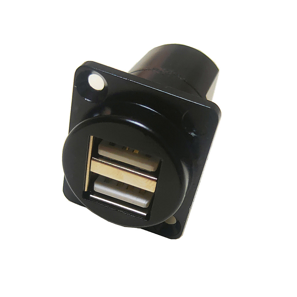 连接器百脑汇-usb金属双口插座d型新款