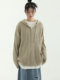 韩国代购23 oversize golgi knit hood zip-up 竖纹针织拉链帽衫