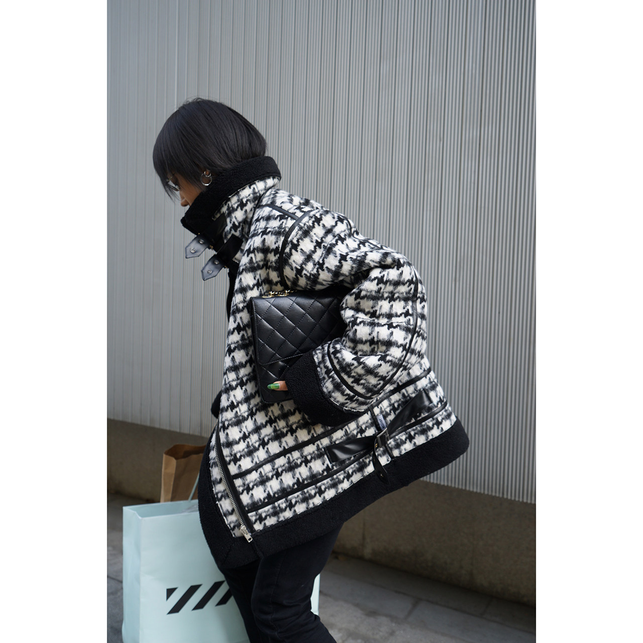 Ace 千鳥(niǎo)格羊羔毛外套女2019冬季新款復(fù)合加厚寬松格子機(jī)車服夾克 Ace 千鳥(niǎo)格羊羔毛外套女2019冬季新款復(fù)合加厚寬松格子機(jī)車服夾克