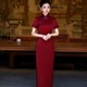 2025新款春夏红色喜妈妈旗袍修身显瘦复古长款宴会高贵国风晚礼服