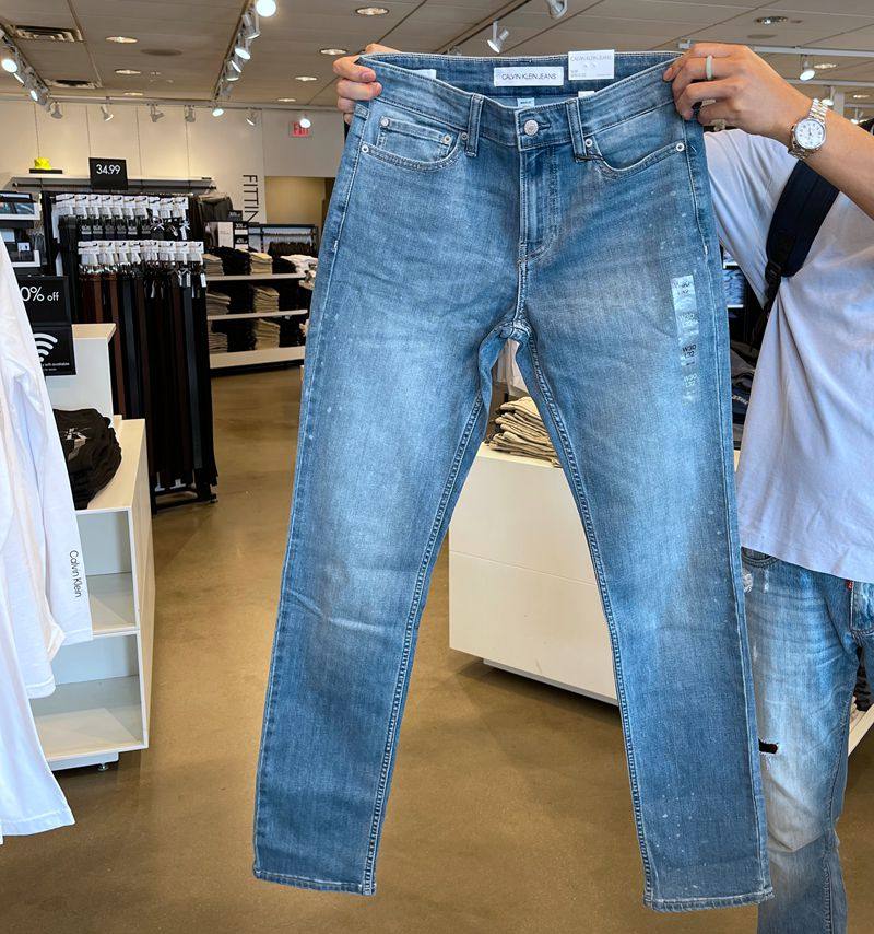 美国真品calvinklein男士款ck夏季潮流弹力修身版牛仔长裤裤子