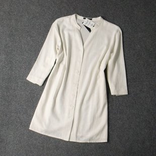 1757-亚麻衬衫 外贸德国原单超大码七分袖柔软宽松长款纽扣衬衫