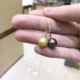 DIY珍珠配件 G18K黄金 双珠款珍珠吊坠项链坠托 可配8-10mm正圆珠