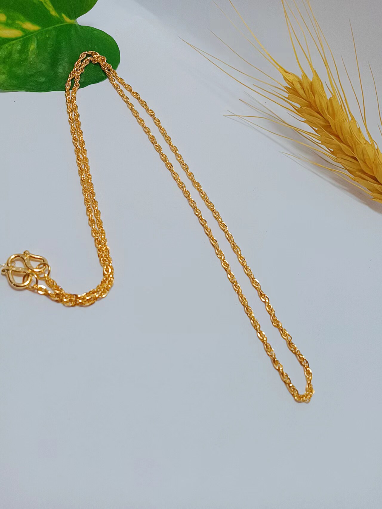 24k纯金9999万足金项链 欧美时尚水波链锁骨链毛衣链黄金项链女