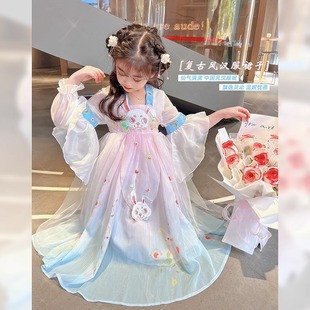 女童汉服2024春季新款古风儿童裙子中国风连衣裙春款宝宝时髦长裙