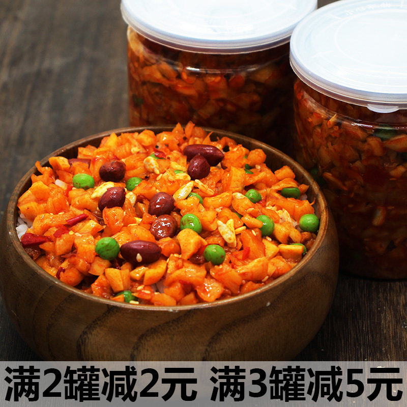 农家自制罐装微辣萝卜干五仁开味菜