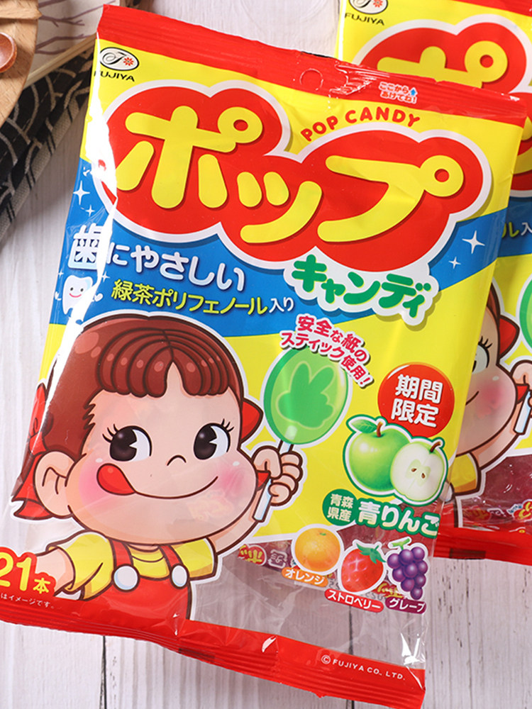 日本进口 不二家护齿棒棒糖苹果 水果味棒棒糖100g*6包/组