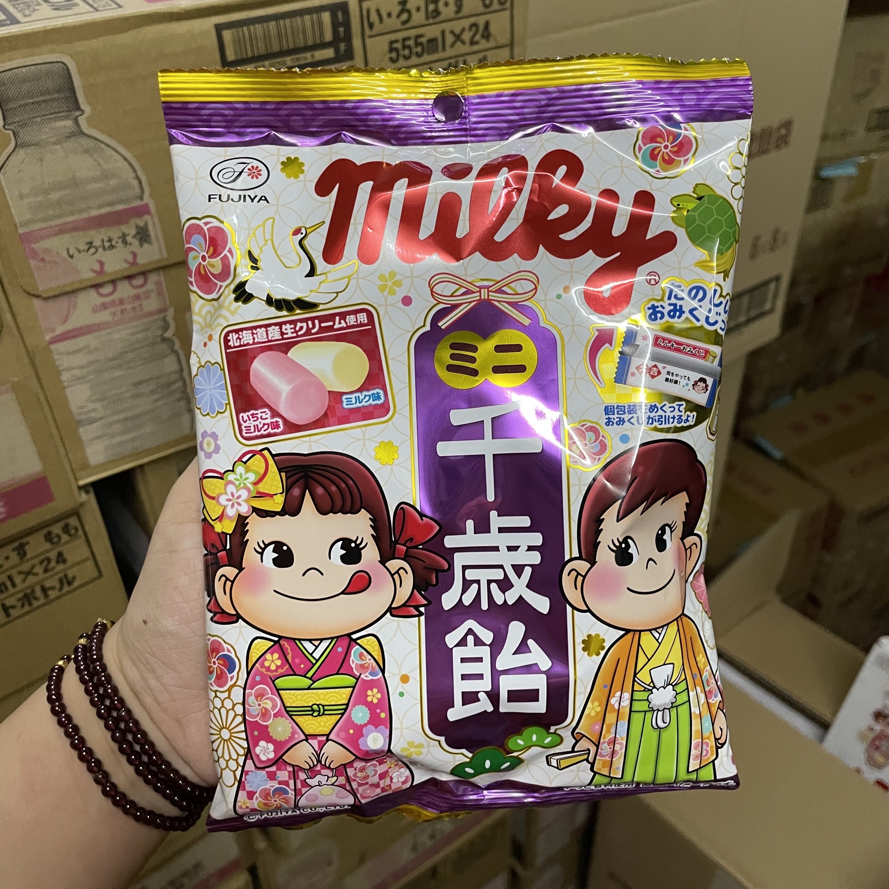 期间限定日本fujiya不二家千岁饴牛乳奶糖1*6包/组