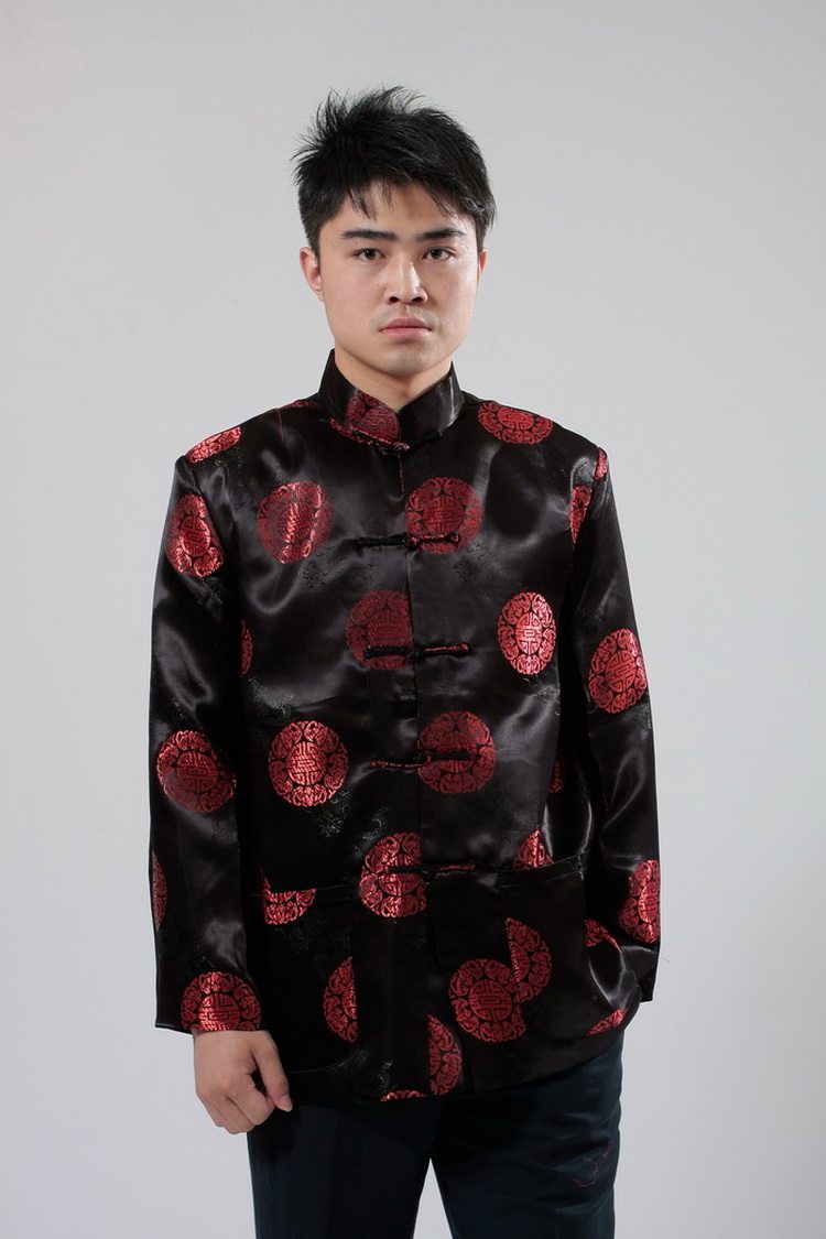 男士唐装长袖外套中国风丝绸男装上衣婚礼年会演出司仪喜庆服装