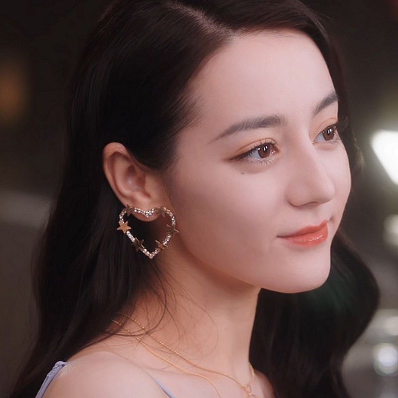 tt树脂耳夹你是我的荣耀迪丽热巴乔晶晶同款耳环2021新款夸张桃心