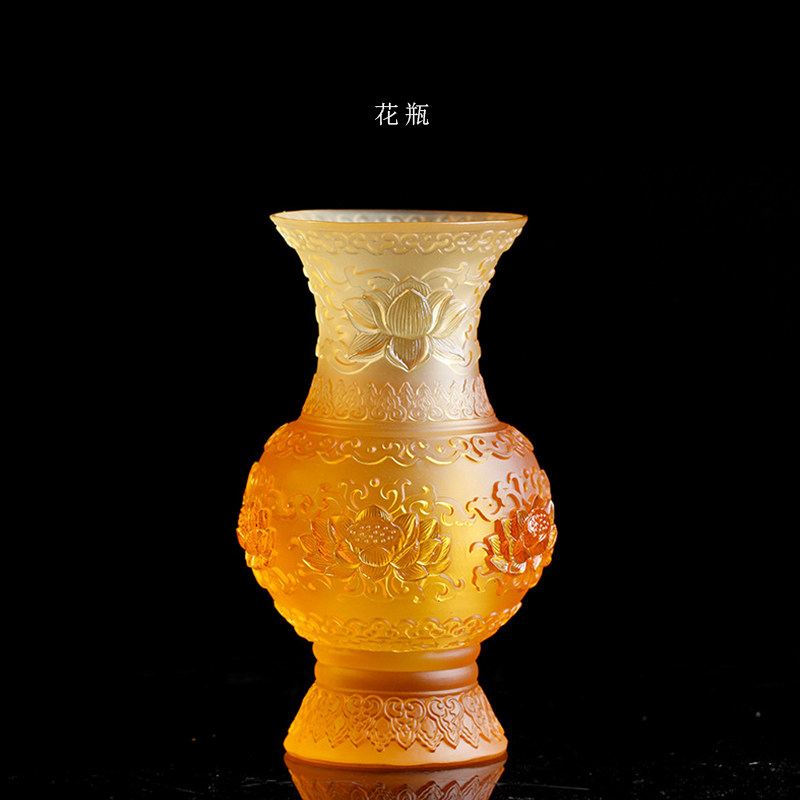 古法琉璃供佛圣莲花瓶佛堂用品清莲莲花净水宝瓶莲花供瓶供佛用品