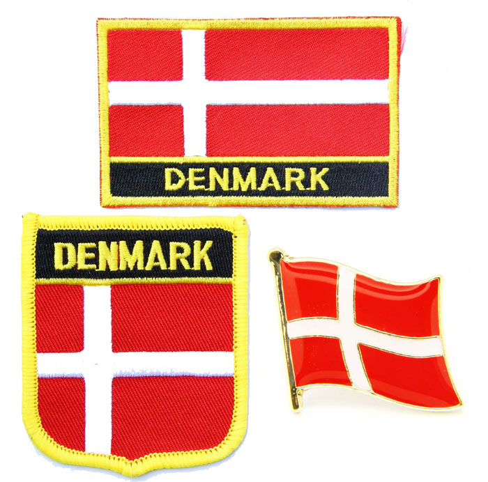 048 denmark flag pin patch 丹麦国旗布贴 背胶刺绣臂章 徽章