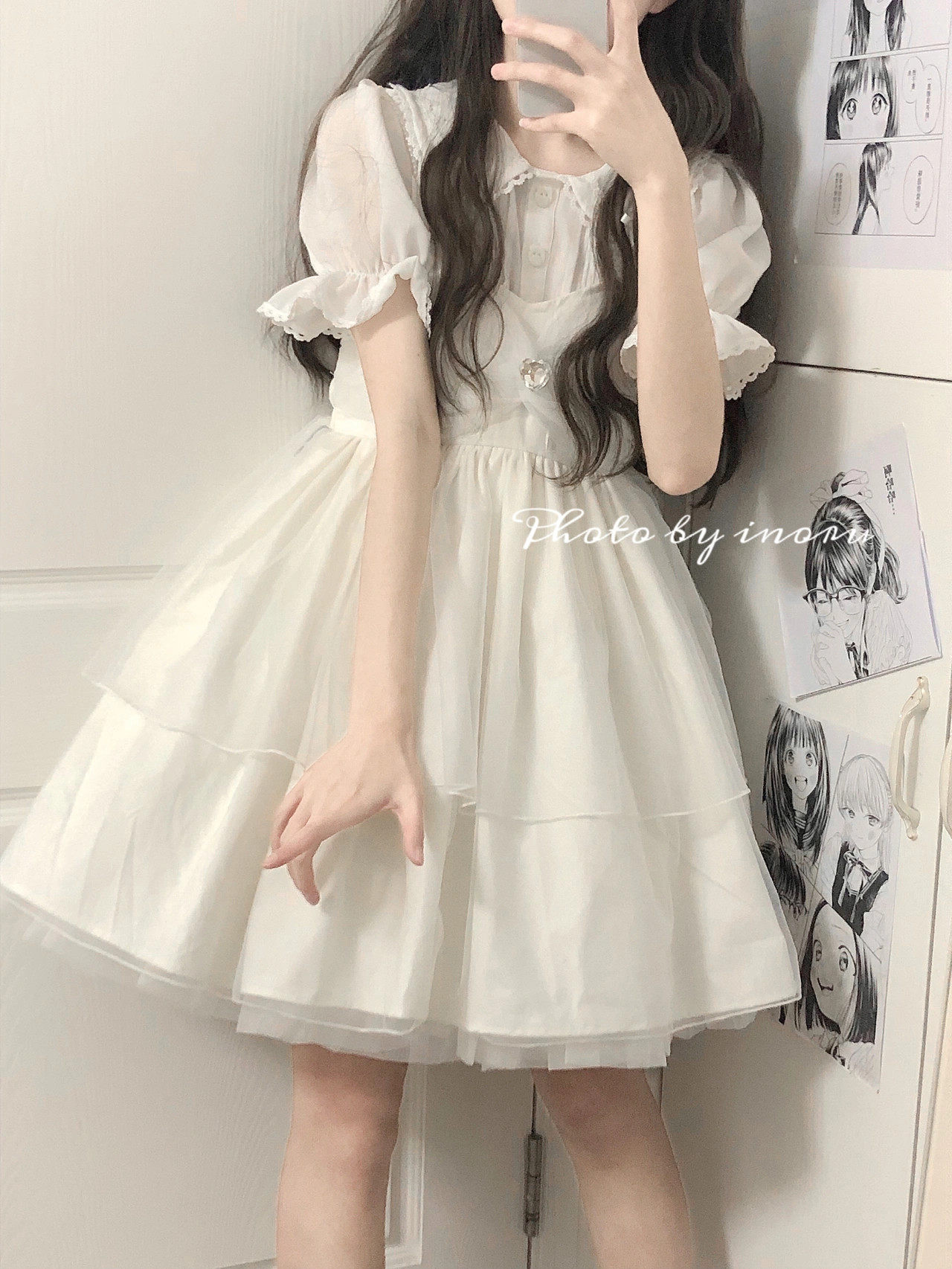 lolita日常夏现货可爱洛丽塔公主甜美吊带短袖初恋纯欲白色连衣裙