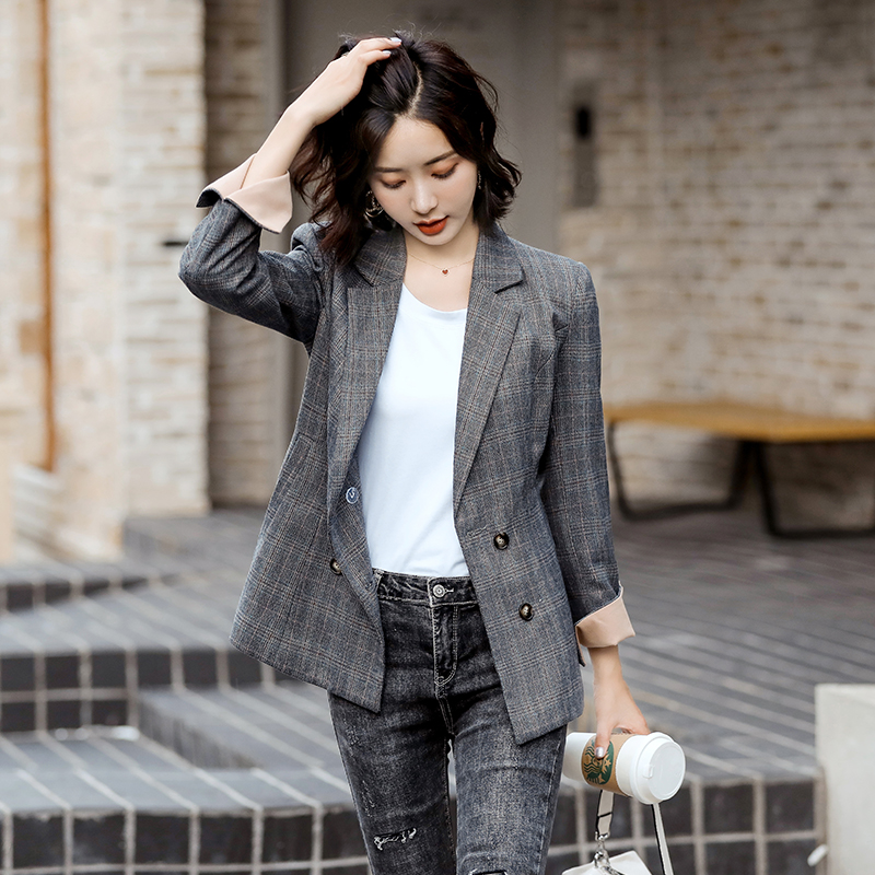垂感小西装外套女复古港风2020年春季穿搭半正式大学生面试衣服女
