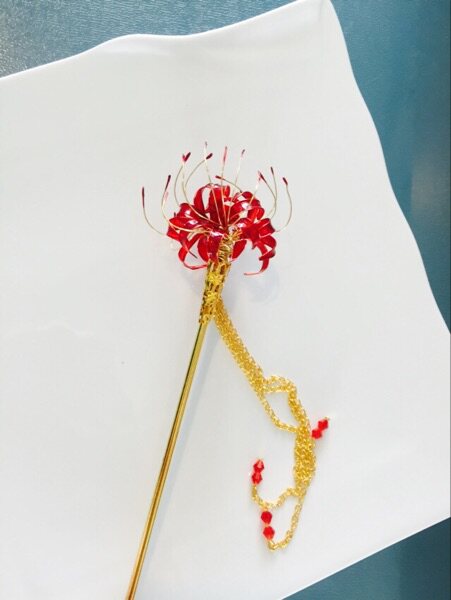 彼岸花发簪 带流苏发簪 曼珠沙华 寻龙决 步摇 原创纯铜线精致版