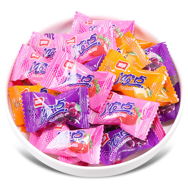 雅客浓点夹心水果硬糖500g散装混合口味结婚喜糖果批发办公室零食