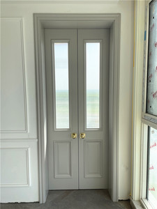 圣德科长虹玻璃对开门实木复合烤漆美式轻奢卫生间书房室内套装门