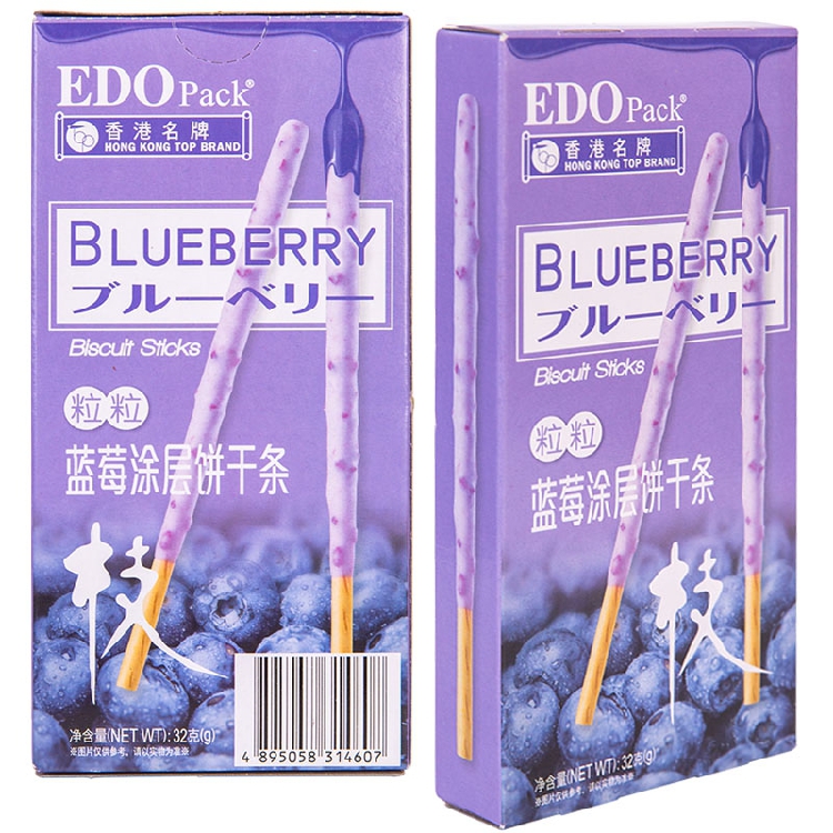 EDO Pack涂层饼干条棒棒手指饼干蓝莓味草莓扁桃仁36g小零食