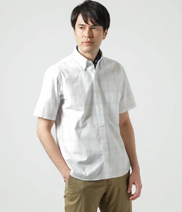 包税包邮海外直邮2024年夏季新款日本男装代购格纹纯棉短袖男衬衫