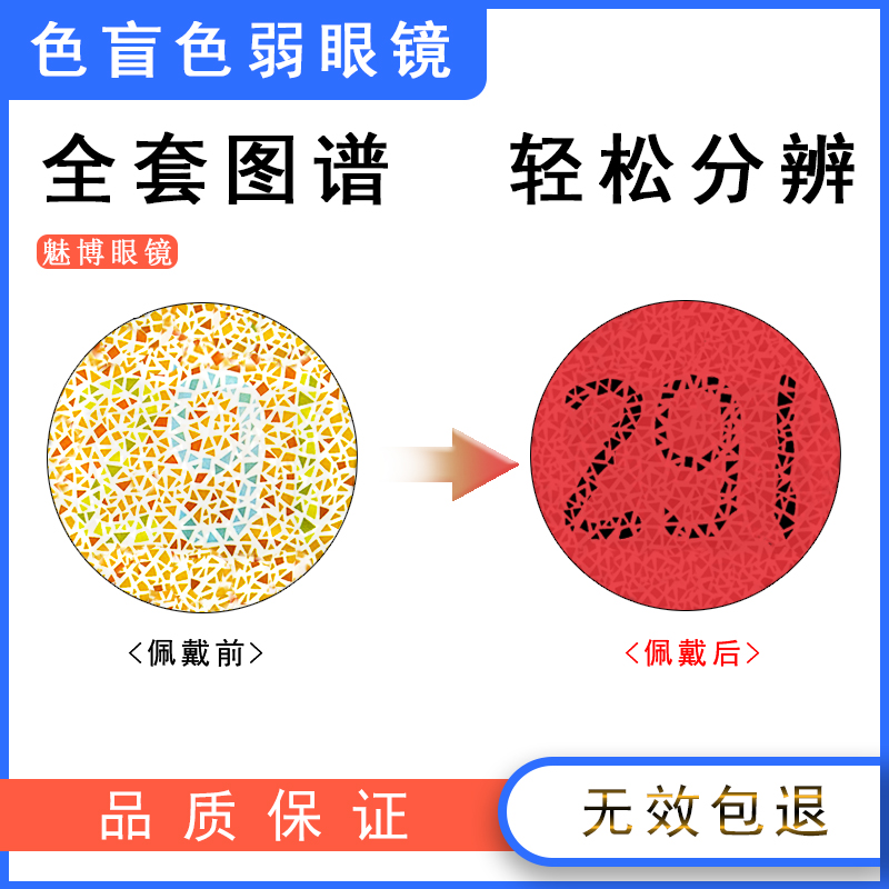 热销色盲_正品红绿色盲色弱矫正眼镜看检查检测图谱开车男女通用隐