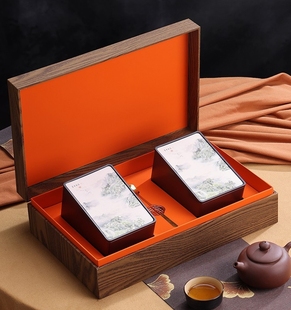 高档木纹茶叶包装盒半斤复古通用红茶岩茶绿茶一斤装铁观音空礼盒