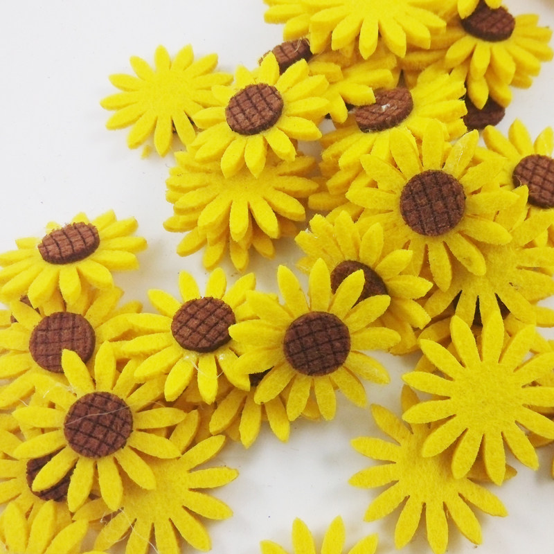 4 6cm不织布花朵幼儿园手工材料包菊花学校装饰头绳配件20个装
