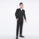 川泽男士英伦双排扣黑色西装二件套新款韩版修身时尚纯色西服套装