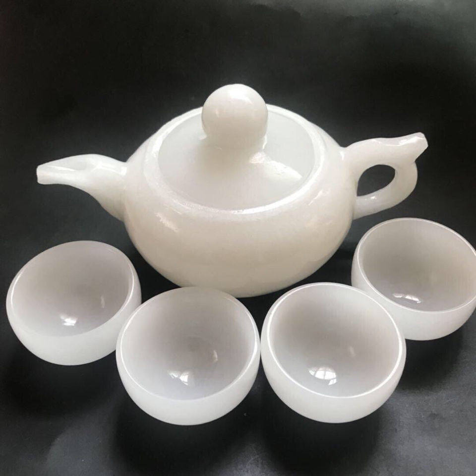天然白玉茶具精品现代中式玉石壶礼盒套装天然阿富汗玉壶玉石杯子