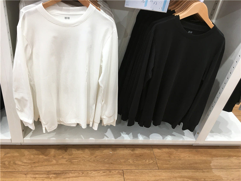 优衣库国内代购男女生情侣时尚长袖airism棉混纺圆领t恤440523优惠券