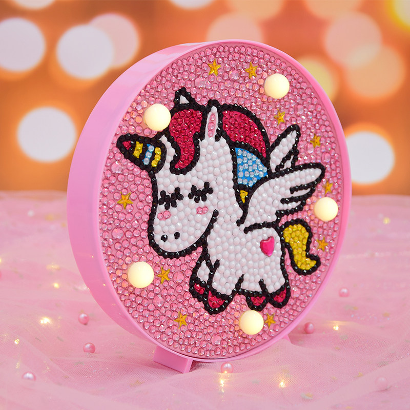 一折钻石画 儿童 小学生_儿童钻石贴画满钻带框小学生点钻画圆框水晶