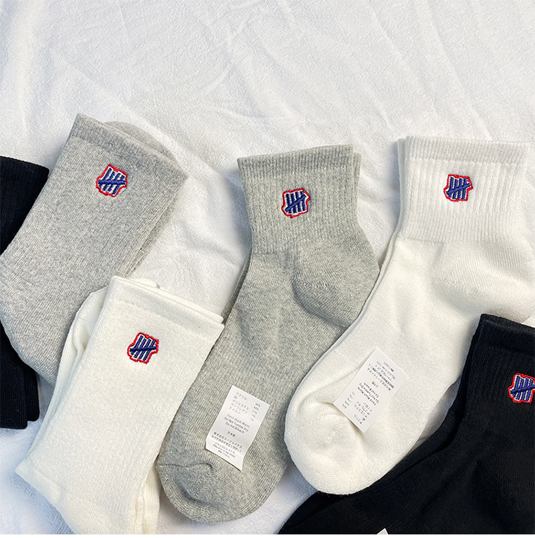 undefeated五道杠袜子男女中筒潮牌纯棉毛巾底篮球运动长袜ins潮