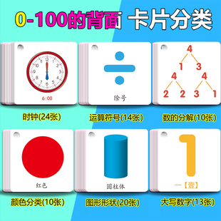 儿童数字卡片1-100 幼儿园宝宝早教撕不烂0-100认识数字无声玩具