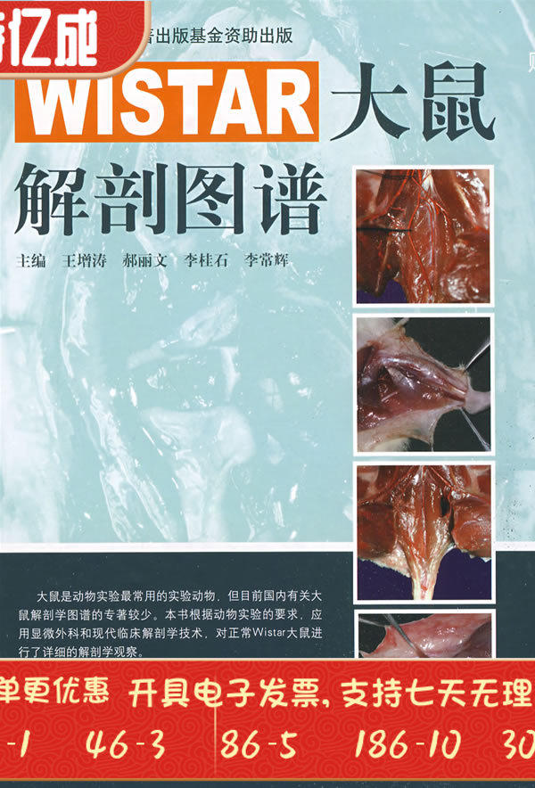 wistar大鼠解剖图谱王增涛山东科学技术出版社9787533150938生命科学
