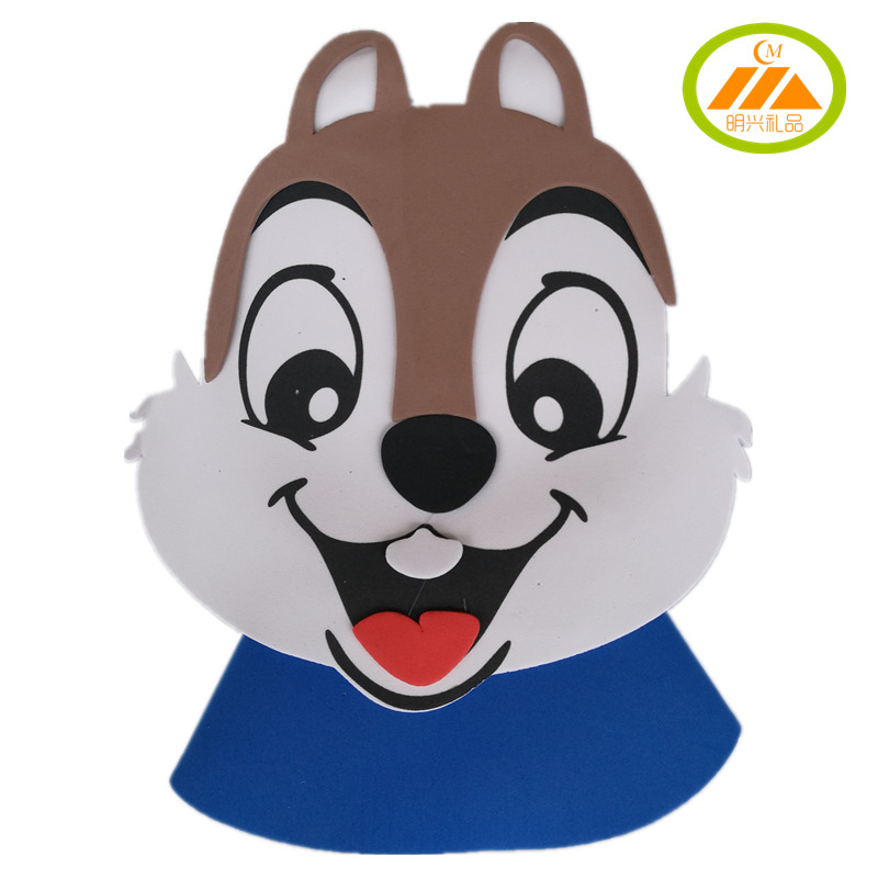 特价eva动物头饰_感恩节小松鼠头饰动物squirrel头套舞会派对帽eva