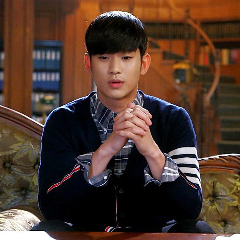 明星同款毛衣男 韩版_来自星星的你都敏俊金秀贤同款明星韩版v领毛衣