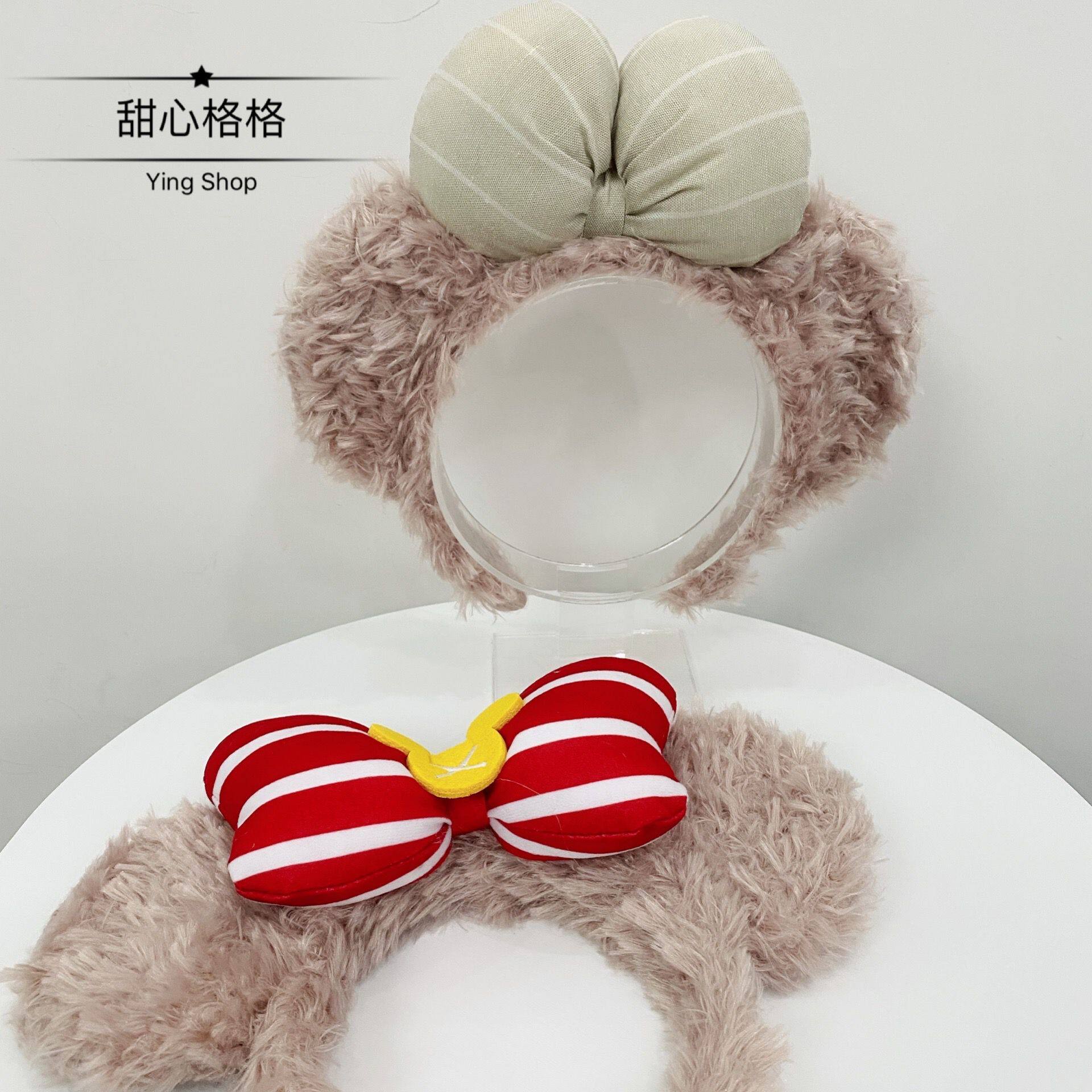 ying日本乐园发箍可爱达菲熊蝴蝶结洗脸毛绒头箍成人儿童头饰