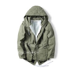 17ss新款正品OFF WHITE 中长款可拆棉内衬两用束腰工装棉服外套潮