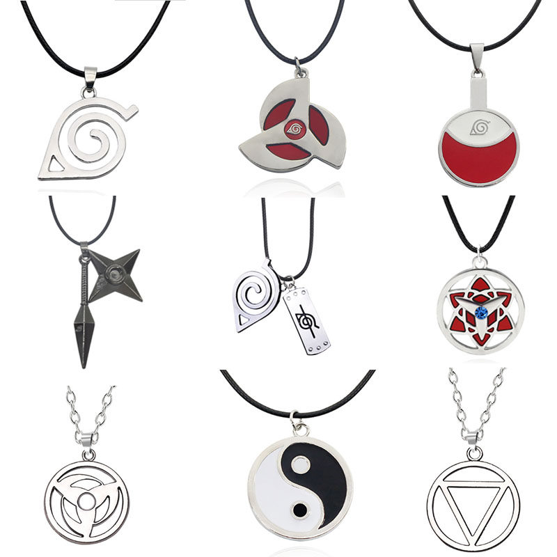 火影忍者周边项链木叶动漫饰品挂坠皮绳吊坠挂件鸣人写轮眼标志潮