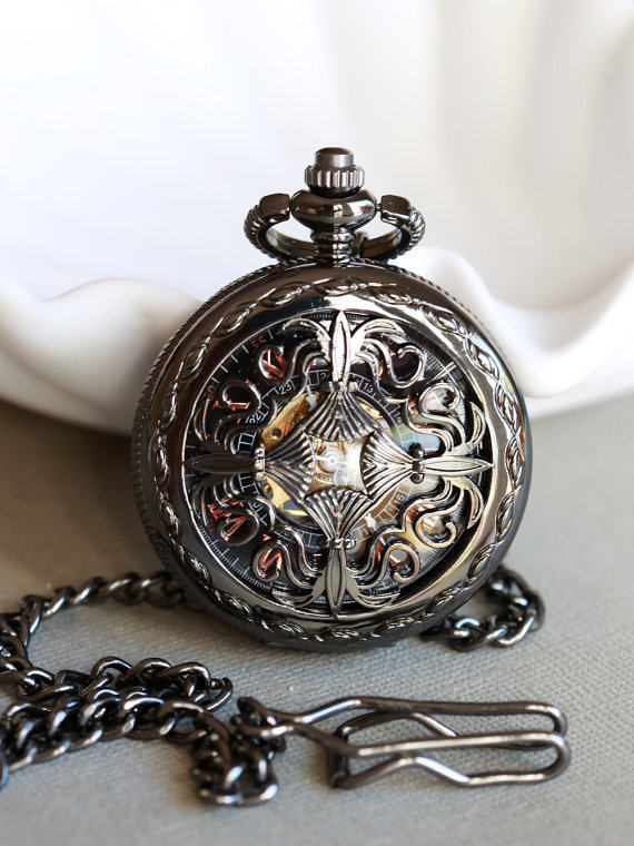 pocket㊣英国代购 手作迷人复古蒸汽朋克礼品电池青铜色金属怀表