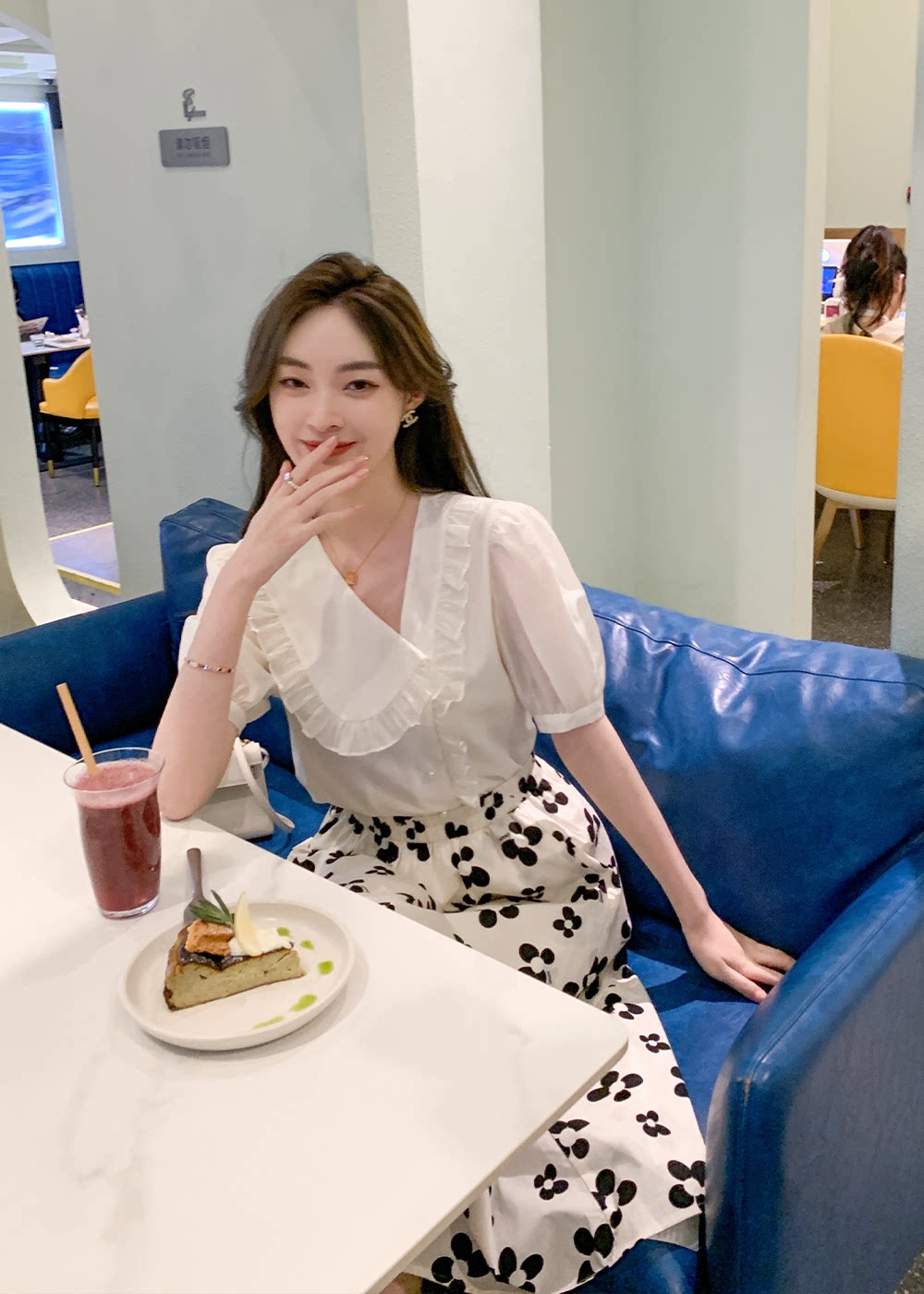 烈儿lierkiss【水母小衫】天丝时髦气质亲肤清透雪纺衬衫21xfm222