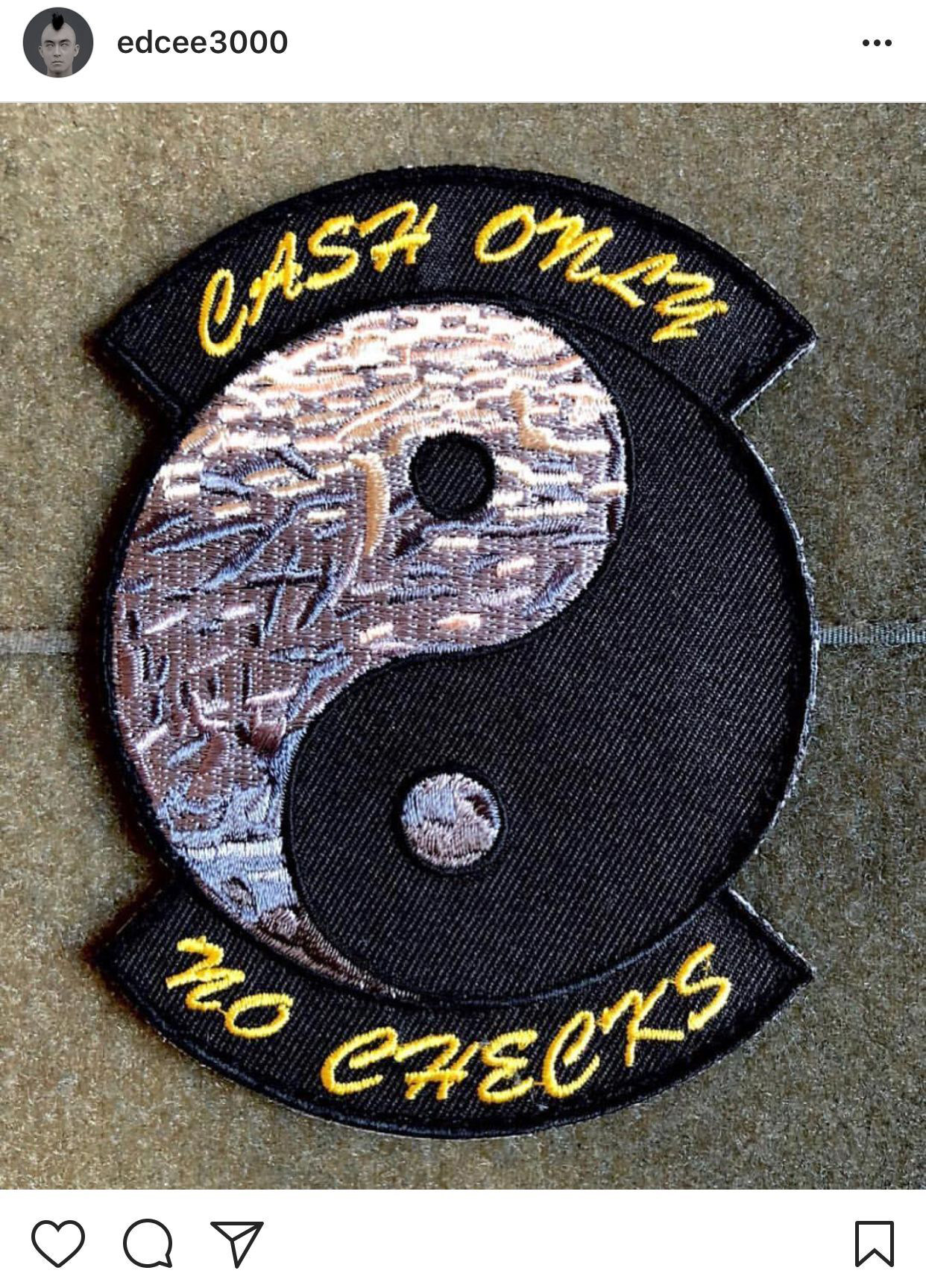 edc ig 陈冠希 inner peace 太极 刺绣布贴衣服羽绒服diy潮牌臂章