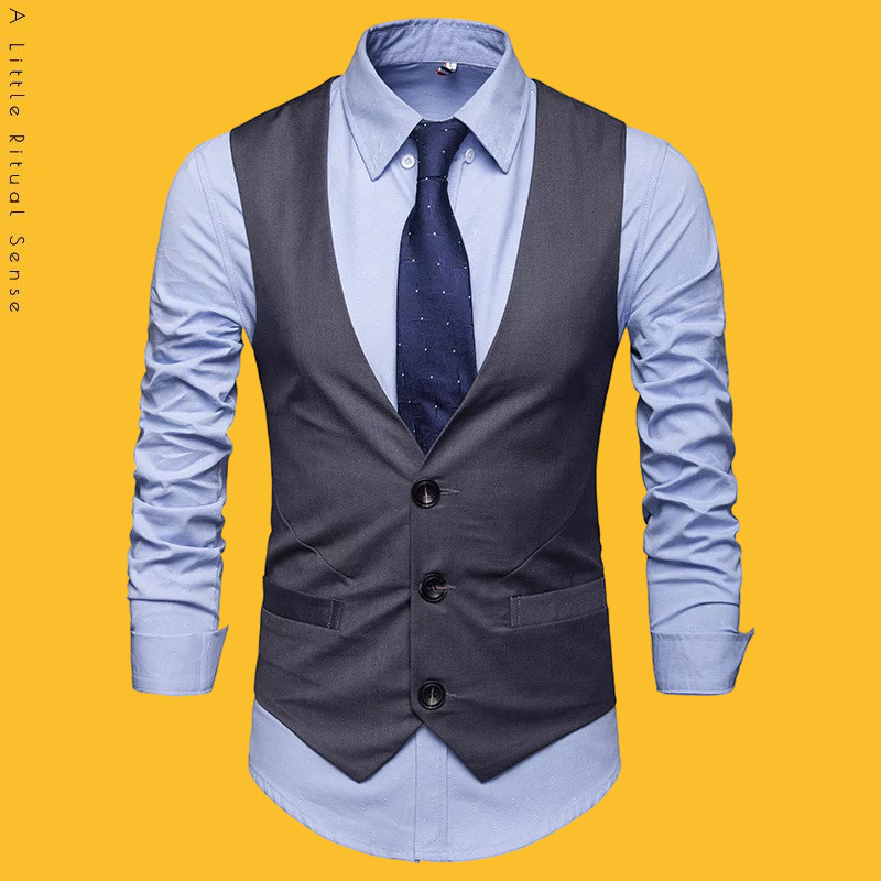 伴郎礼服兄弟装西装马甲男款商务单排扣西服小马夹潮夏季坎肩背心