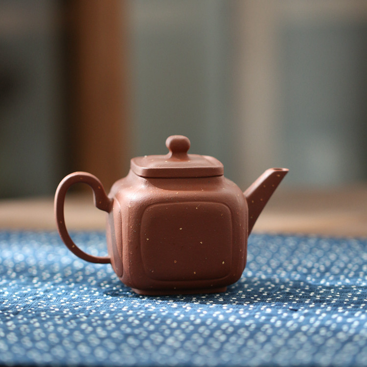 半闲甄选外销台湾80年代订单朱泥紫砂壶纯手工茶壶华小其方壶收藏