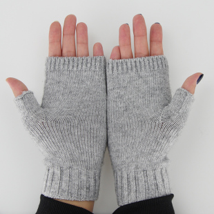 半截手套女冬保暖百搭可爱半指学生写字漏露指套手羊毛绒线护腕袖-欧