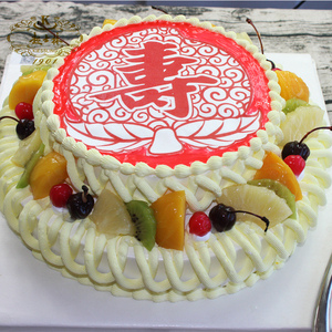 老人生日蛋糕双层图片