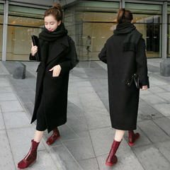 2016冬装韩版气质新品长袖羊绒大衣女长款西装领加厚羊毛呢子外套