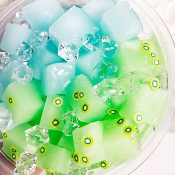 椰果泥解压泥巴网红起泡胶抖音史莱姆仿真食物透泰水晶泥蓝绿色