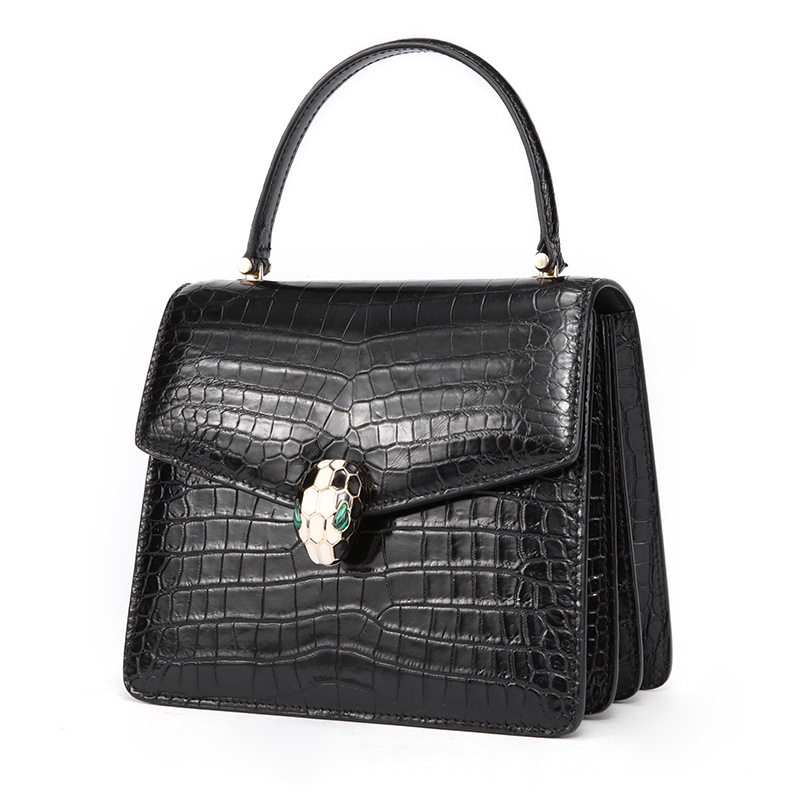 泰国真鳄鱼皮包女士商务链条蛇头包手提包单肩斜挎包鳄鱼肚皮女包